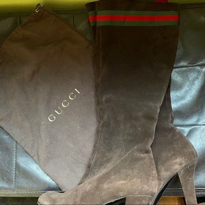 Gucci Brown Suede Mid Calf Boots
